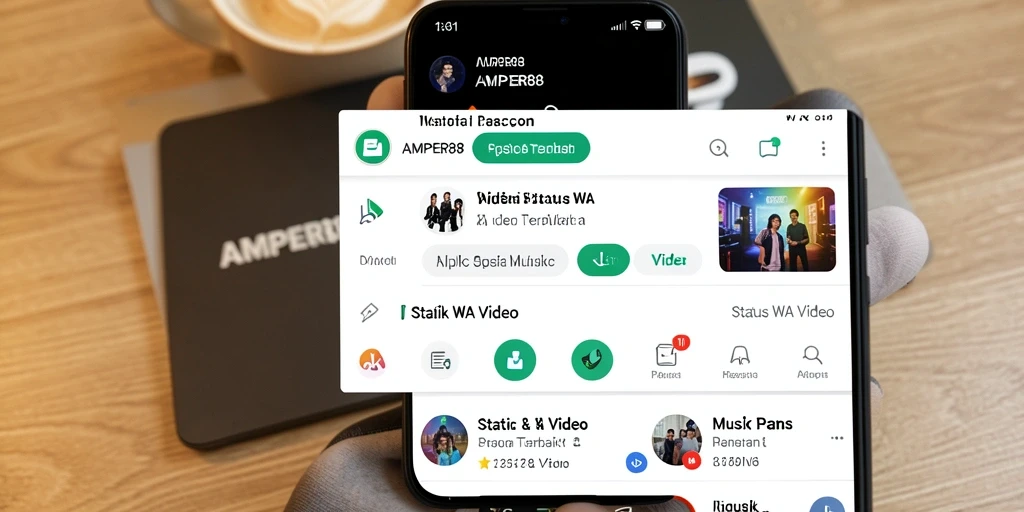 Antarmuka AMPER88 yang memudahkan akses video status menarik.