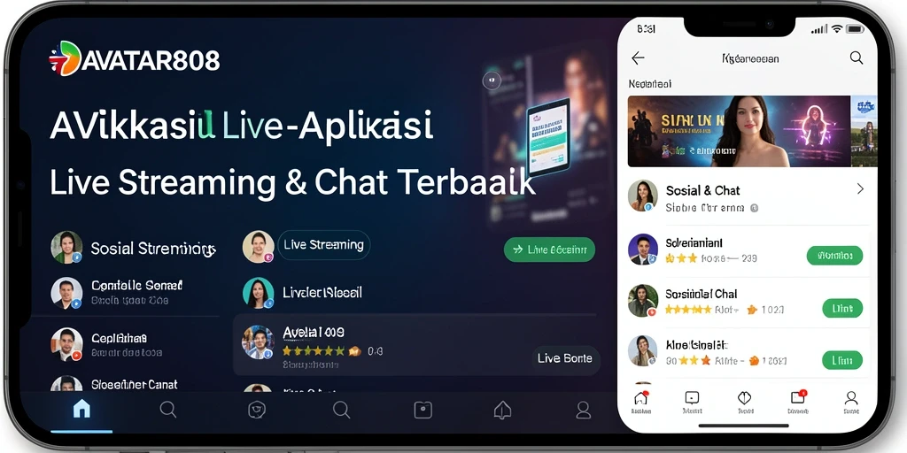 Antarmuka aplikasi AVATAR808 dengan fungsi Live Streaming yang interaktif.