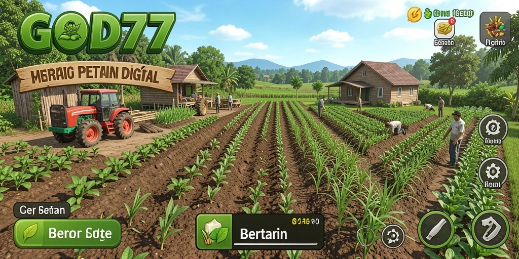 Screenshot utama GOD77 menampilkan antarmuka bertani yang menarik.