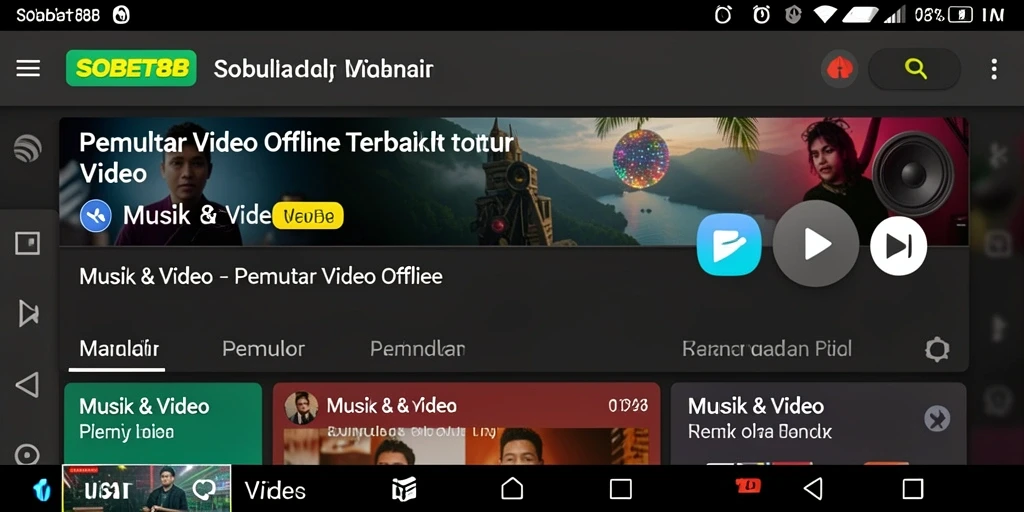 Tampilan antarmuka SOBET88 saat memutar video offline.